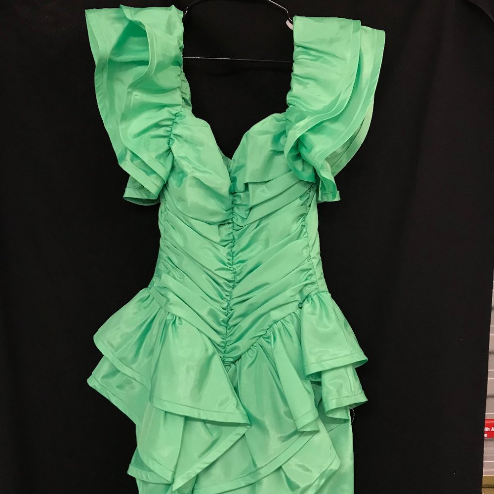 Vintage 80s Inspired Ruffled Taffeta Dress